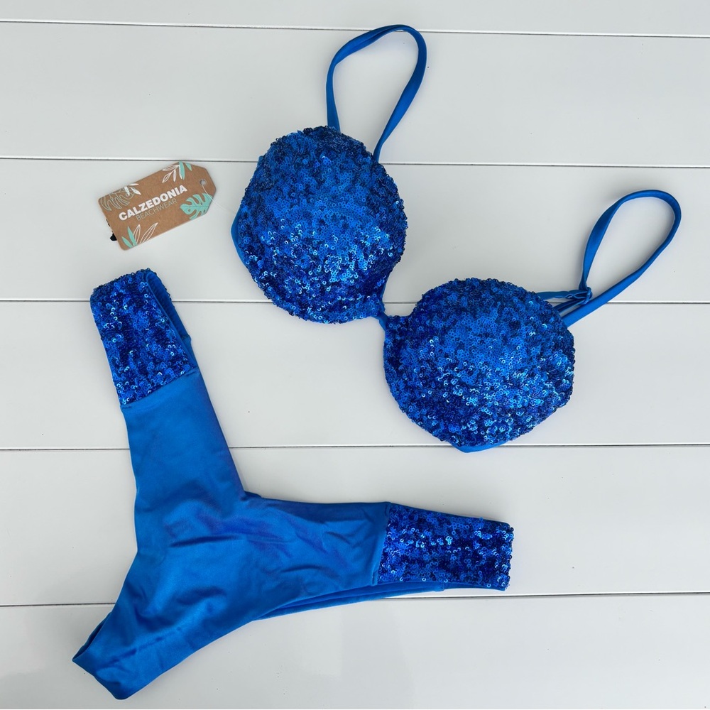 Calzedonia Blue Sequin Bikini Set🦋🐳